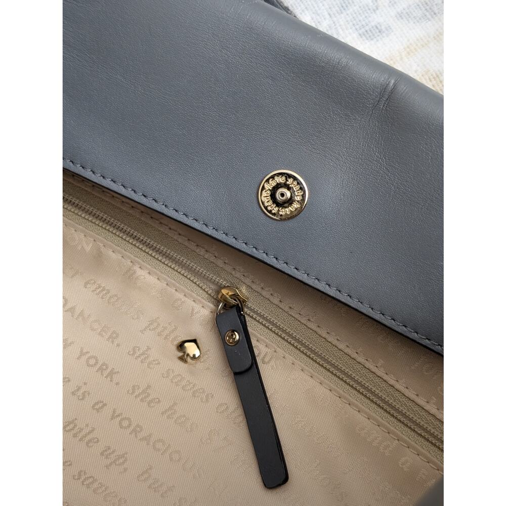 Kate Spade Gray Wool and Leather Dazzle Dot Bag with Storybook Lining - Picture 10 of 15